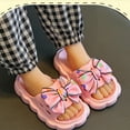 thumbnail image 5 of ZACPNCV Girls Bow Slippers Cute Flip Flops Summer Cushion Thick Sole Large Bow Cloud Slides Home Sandals Pink 3.5-4 Years, 5 of 7