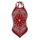 thumbnail image 3 of Camiseta sin mangas para mujer, control de barriga, sin mangas, Sexy Paisley Bandana, Top Halter, camisa con cordones, blusa, camiseta ajustada para mujer, 3 of 4