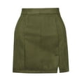 thumbnail image 5 of Deago Women's High Waist Faux Suede Side Split Bodycon Short A Line Mini Pencil Skirt (Green, M), 5 of 9