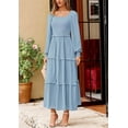 thumbnail image 4 of PRETTYGARDEN Women's Spring Long Sleeve Smocked Maxi Dress Casual Square Neck Swiss Dot Tiered Ruffle Flowy Pocket Dresses, 4 of 10