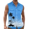 thumbnail image 2 of Noric Men's Sleeveless Hawaiian Shirt Print Button Up Tank Tops Loose Fit Beach Vest for Summer Holiday, 2 of 6