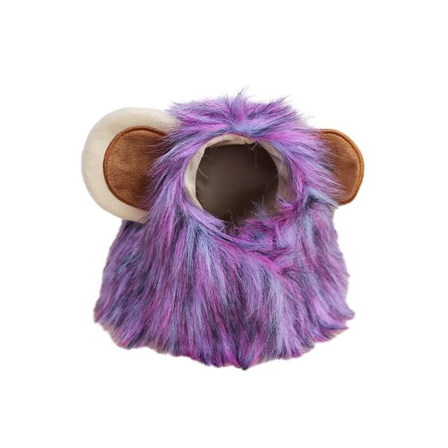 Methold Peluca vibrante de melena de león de gato de Halloween de poliéster para fiestas de disfraces linda hecha con fibras acrílicas Ropa para mascotas púrpura S 28cm