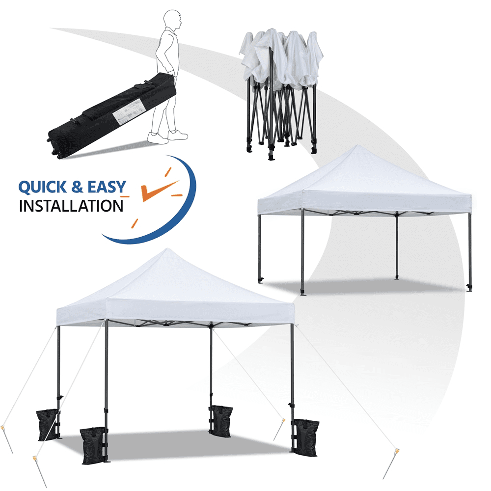 Alden Design 10x10ft Commercial Pop-up Canopy Tent with Wheeled Carry Bag, White