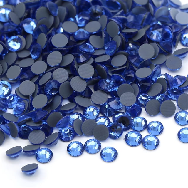 Hotfix Rhinestones Flatback Glass Rhinestone 6000PCS SS6 1.9-2.0MM Gemas redondas para uñas Arte Glitter Cristales Piedra DIY Bolsas Ropa Zapatos (Azul claro)