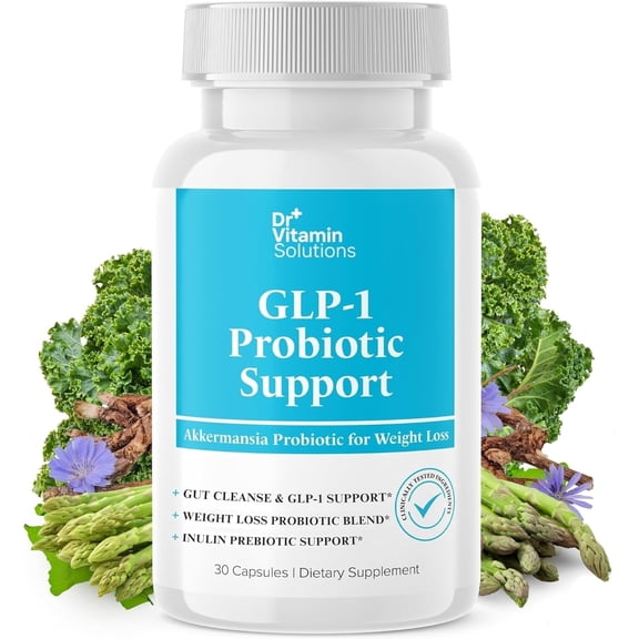 DR Vitamin Solutions GLP 1 Probiotic Support Supplement with Inulin Prebiotic, 30 Vegan Capsules