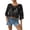 01#Black, variant on Women's Plain Fringe Trim Cut out Sheer Cover Up, Boho Scallop Trim 3/4 Sleeve Round Neck Cover up for Vacation