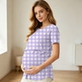 thumbnail image 5 of BRGZLK Maternity Color Block Tops Casual Summer Trendy Round Neck Short Sleeve Pullover T-Shirt Lightweight Comfortable Nursing Top 2026 Purple A L, 5 of 8