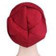 thumbnail image 6 of Soft Elastic Cloth Head Cap Hat Cotton Women Breathe Hat Ruffle Hat Chemo Cap PURPLE, 6 of 8