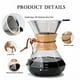 thumbnail image 3 of Lalord Cafetera para verter con filtro reutilizable de acero inoxidable, jarra de café de vidrio de borosilicato de 27 oz, cuello de madera, jarra para cafetera, capacidad para 4-6 tazas, 800 ml, tran, 3 of 5