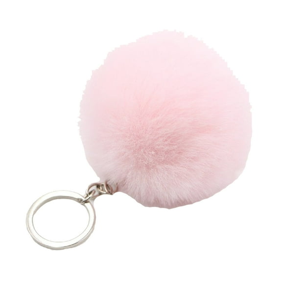 JUNTEX Colorful Fluffy Furry Pom Pom Keychain Soft Faux Fur Puff Hair Ball Car Keyring Women Bag Backpack Pendant Charm Jewelry