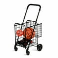thumbnail image 4 of Folding Shopping Cart Basket Rolling Utility Trolley With Adjustable Handle | Black, 4 of 9