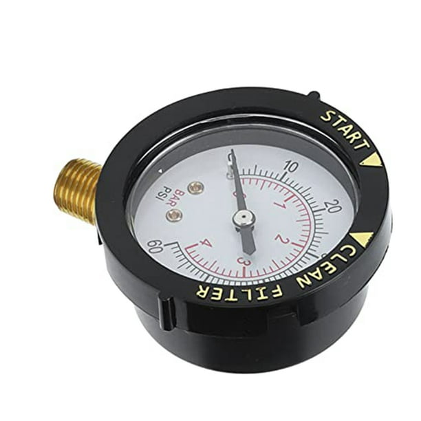 Pool Pressure Gauge, Yellow Words Plastic Brass Material Sand Cylinder
