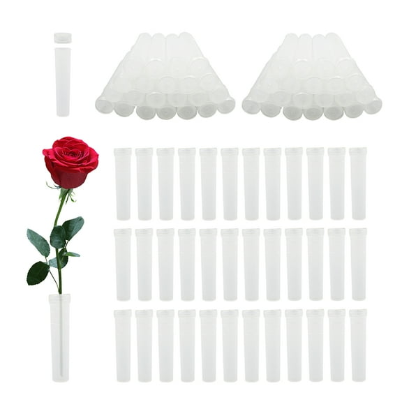 Sekonow 100pcs Floral Water Tubes, 2.8in Flower Water Tubes for Fresh Flowers, Floral Tubes Flower Vials with Silicone Cap for Flower Arrangements, Single Stem Flower