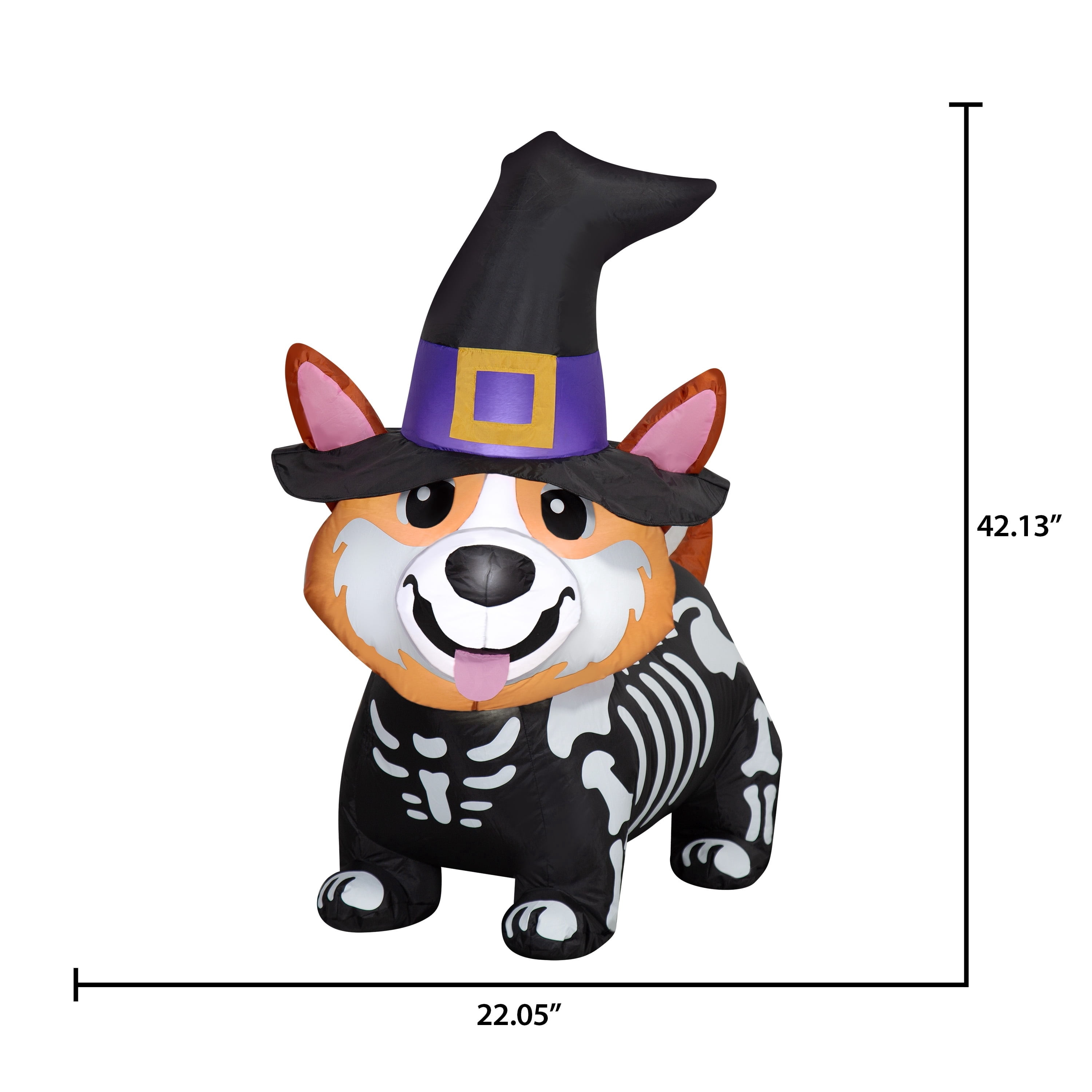 Skeleton Corgi Airblown Yard Inflatable, Multicolor, 3.5', Halloween by Way To Celebrate
