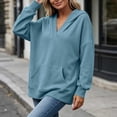 thumbnail image 6 of Xdegoge Women's V Neck Hoodie Pullover Sweatshirts Long Sleeve Casual Hooded Tops with Pocket Fall Winter Loose Fit Comfy Trendy Athletic Clothes, 6 of 9