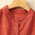 thumbnail image 3 of Mittory Women's Cotton Linen Button Down Shirts Retro Mandarin Collar Chinese Frog Button Tops Half Sleeve Loose Fit Blouse, 3 of 7
