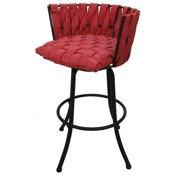 Metalona Counter 26" Metal Bar Stool - Red Vinyl - Black Base