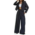 thumbnail image 2 of Women'S 2 Piece Suit Set Cropped Blazer Wide Leg Pants Business Casual Outfits Work Office Clothes Dark Gray S, 2 of 10