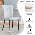 thumbnail image 5 of PU Leather Dining Chair Set of 4, Modern Office Chair with High Backrest and Black Metal Legs, Ergonomics Armless Office Chair for Dining Room, Restaurants, Offices, Light Gray, 5 of 9
