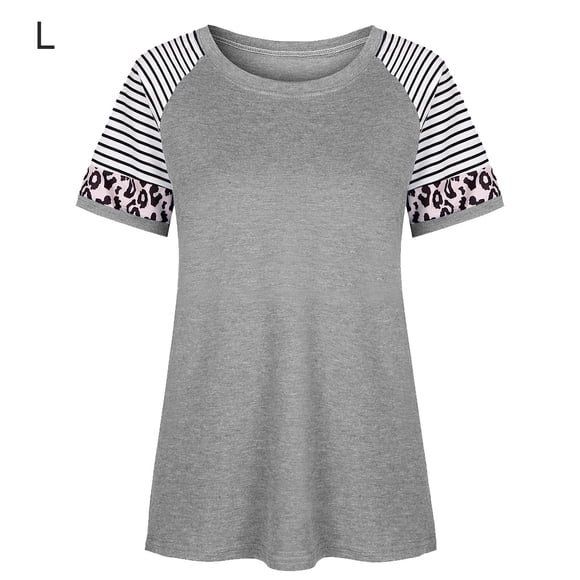 Camiseta de mujer Vogacara con estampado de rayas manga corta cuello redondo gris L