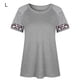 thumbnail image 1 of Camiseta de mujer con estampado de rayas, manga corta, blusa con cuello redondo, gris, L sidaley  AP001776-13, 1 of 7