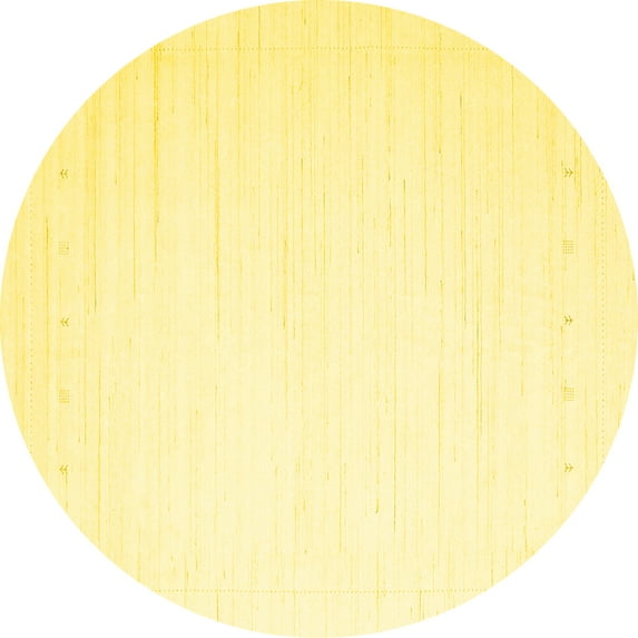 Ahgly Company Machine Washable Indoor Round Solid Yellow Modern Area Rugs, 3' Round