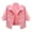 Pink, variant on Women's 3/4 Sleeve Denim Jacket Lapel Button Down Cropped Jean Trucker Jacket With Pockets Pink L