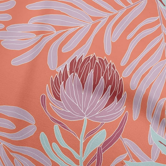 oneOone Velvet Orange Fabric Tropical Floral Quilting Supplies Print Sewing Fabric By The Yard 58 Inch Wide