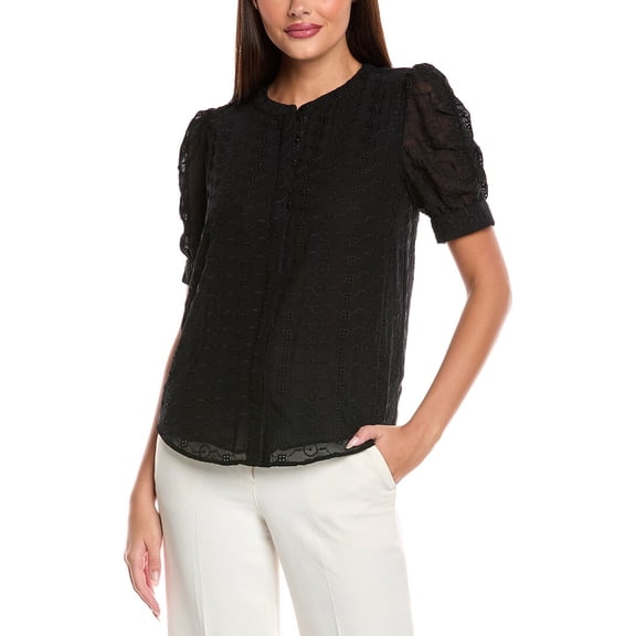 T Tahari womens  Button Blouse, l, Black