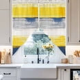 thumbnail image 4 of Yellow Blue Abstract Swag Curtain Valance for Windows, Lines Geometric Window Treatments Short Swag Topper for Kitchen Windows Bathroom Bedroom, 36"x63", 4 of 8