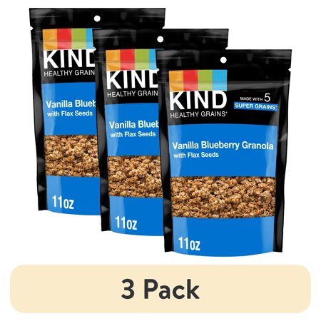 (3 pack) KIND Healthy Grains Clusters, Vanilla Blueberry with Flax Seeds, 11 oz