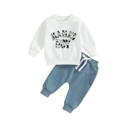 

Liacowi Baby Boys Outfits Newborn Letter Print Long Sleeve Round Neck Sweatshirt and Pants Set Toddler 2 Piece Suits