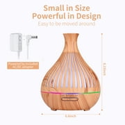 KAMIDA 500ml oil Diffuser with 6*10ml Essential Oil with Remote,Oil Air Humidifier Vaporizer with 7 Colors Lights for Large Room , Home, Office for Gift, Brown