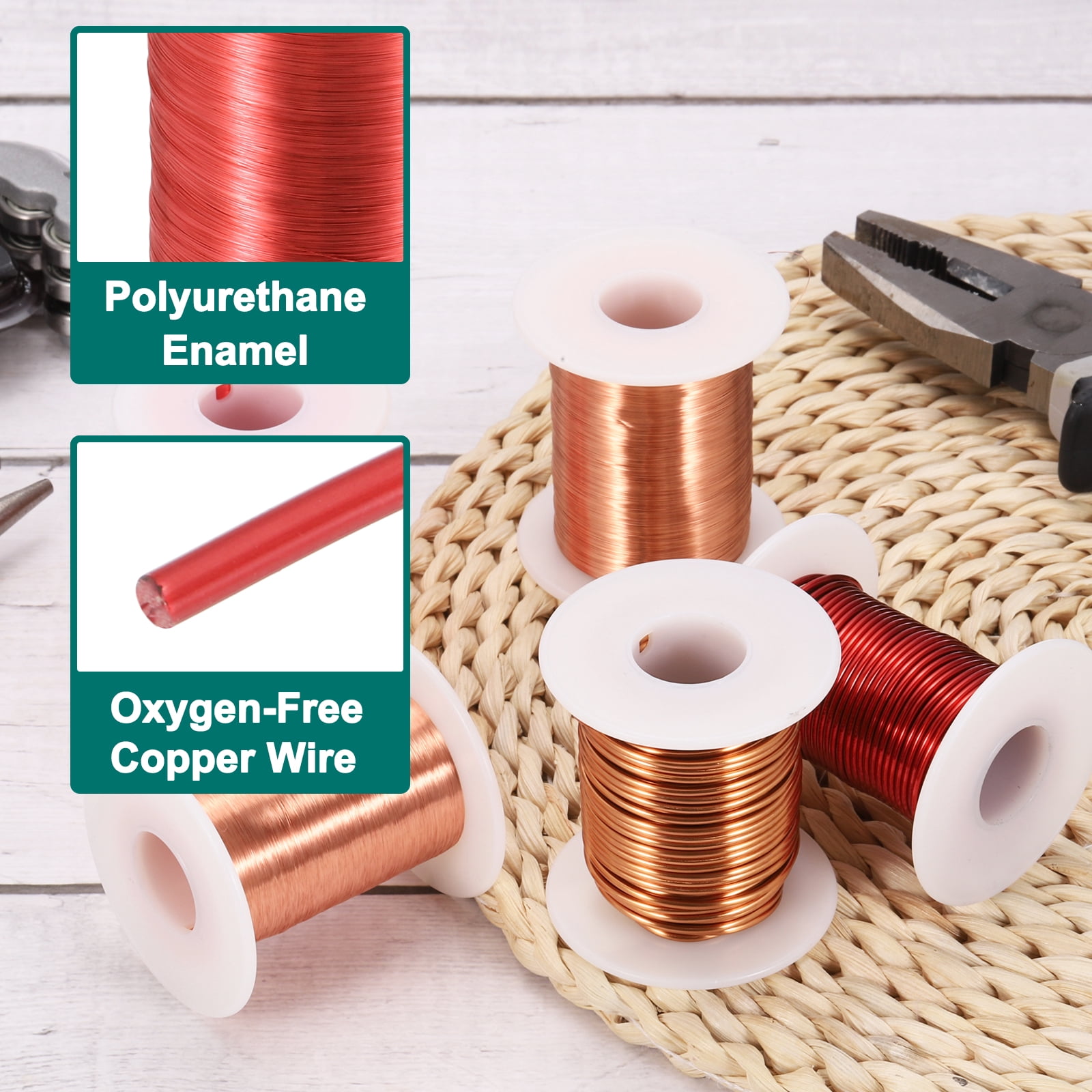 25 AWG Magnet Wire, 25 Gauge 8 oz Enameled Copper Wire, 155C(311F), Red,White