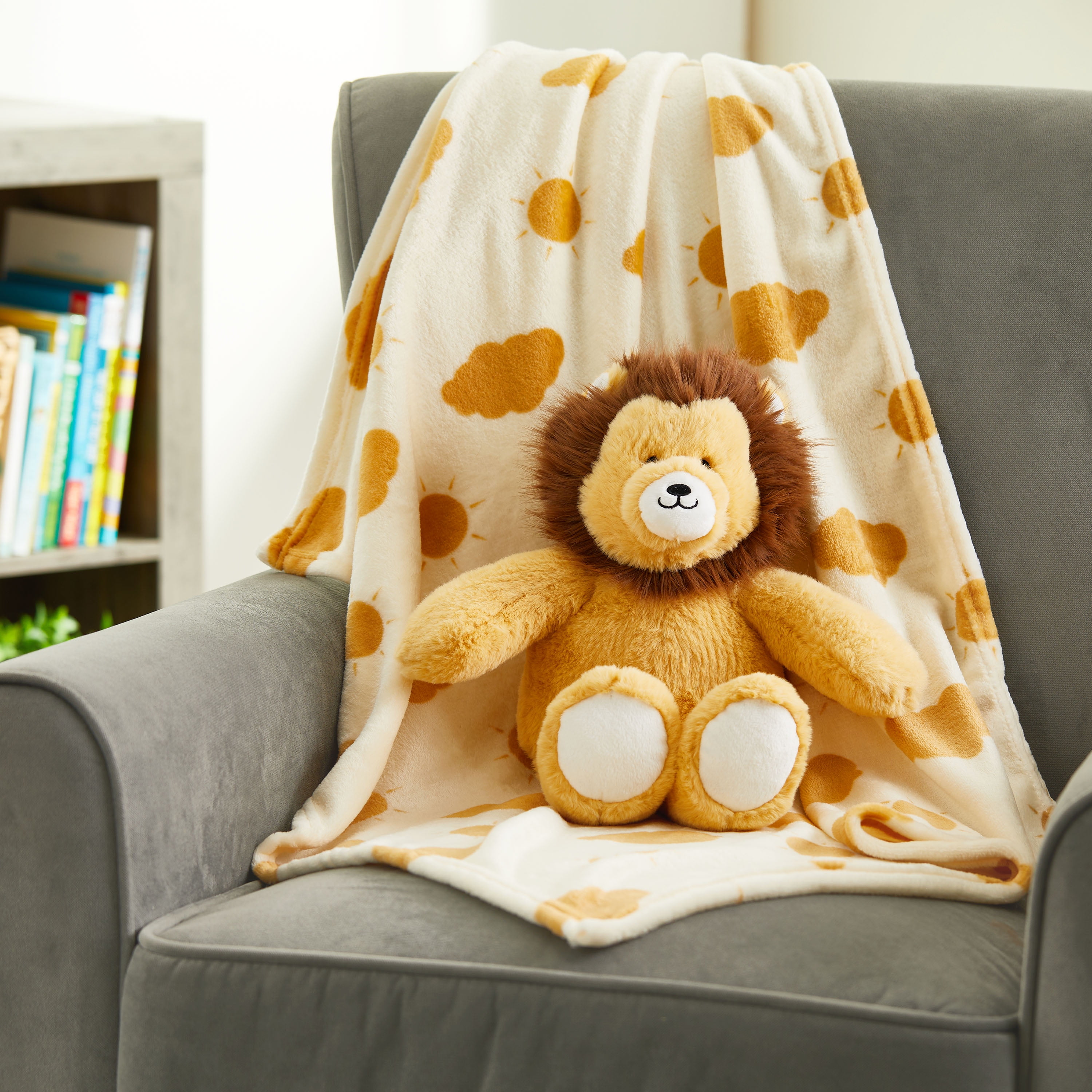Parent's Choice 2-Piece Polyester Baby Blanket & Lion Plush Toy Set, Yellow, 30 in x 40 in