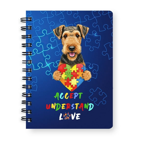 Autism Awareness Airedale Terrier Accept Understand Love Spiral Bound Journal Dale Waterside Dog Lover 5x7in Spiral Notebook - 12003