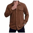 thumbnail image 5 of DPTALR Men's Casual Solid Color Turndown Collar Long Sleeve Shirt with Pockets,Coffee,Big and Tall Men XL, 5 of 7