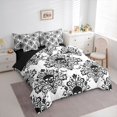 thumbnail image 2 of Homewish Goth Halloween Skull 7-Piece Twin Bedding,Victorian Damask Bedding Comforter Set,Black White,Black Reversible, 2 of 8