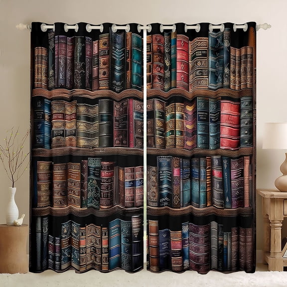jejeloiu Vintage 3D Books Black Out Curtains,Magical Mysterious Style Curtains Pack of 2 (42x63 Each) For Girls Boys