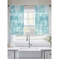 thumbnail image 4 of Turquoise Coastal Sheer Curtains 54 Inch Length 2 Panels Set, Nautical Coral Starfish Shell Seahorse Ocean Voile Window Treatment Rod Pocket Short Kitchen Curtains Drapes for Bedroom 52"x54"x2, 4 of 7
