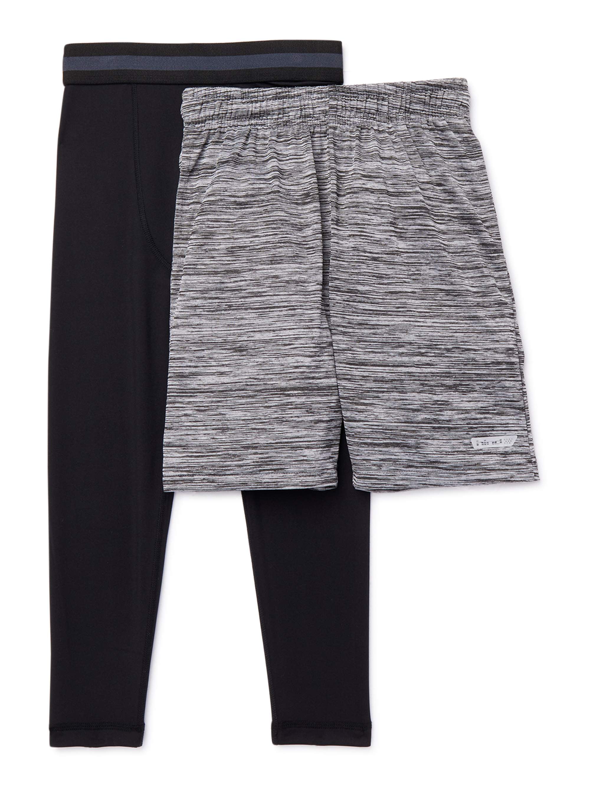 Hind Boys Compression Pants and Shorts, 2Pack Active Bottoms, Sizes 4