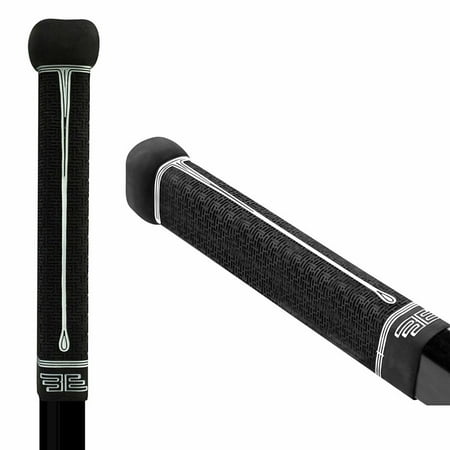 Buttendz FLUX Z Hockey Stick Replacement Grip, Large Knob (BLACK w/ WHITE Drip)
