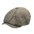 thumbnail image 2 of Opvise Painter Hat All-match Retro Portable Universal Everyday Wear Cotton Blend Herringbone Pattern Men Fashion Beret for Winter Coffee, 2 of 8