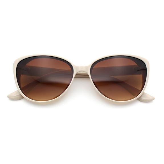Women Chic Mod Oversized Cat Eye Designer Fashion Sunglasses Ivory - Brown