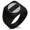 thumbnail image 1 of Stainless Steel Nitta Samurai Crest Geometric Pattern Biker Style Polished Ring, 1 of 1