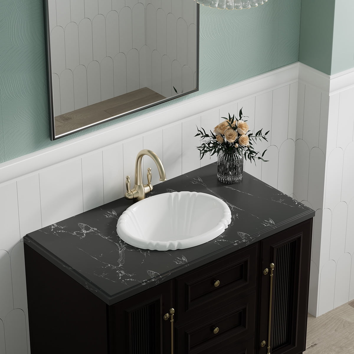 Oval Drop-in Bathroom Sink in White
