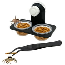 Jumping Spider Feeding Dish Kit with Tweezers, Dual Cup Feeding Ledge Bowl for Small Reptile and Tarantula Enclosures