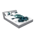 thumbnail image 2 of Ambesonne Vintage Fitted Sheet & Pillow Sham Set, Grunge Skull Girl Roses, Full, Petrol Blue White, 2 of 2