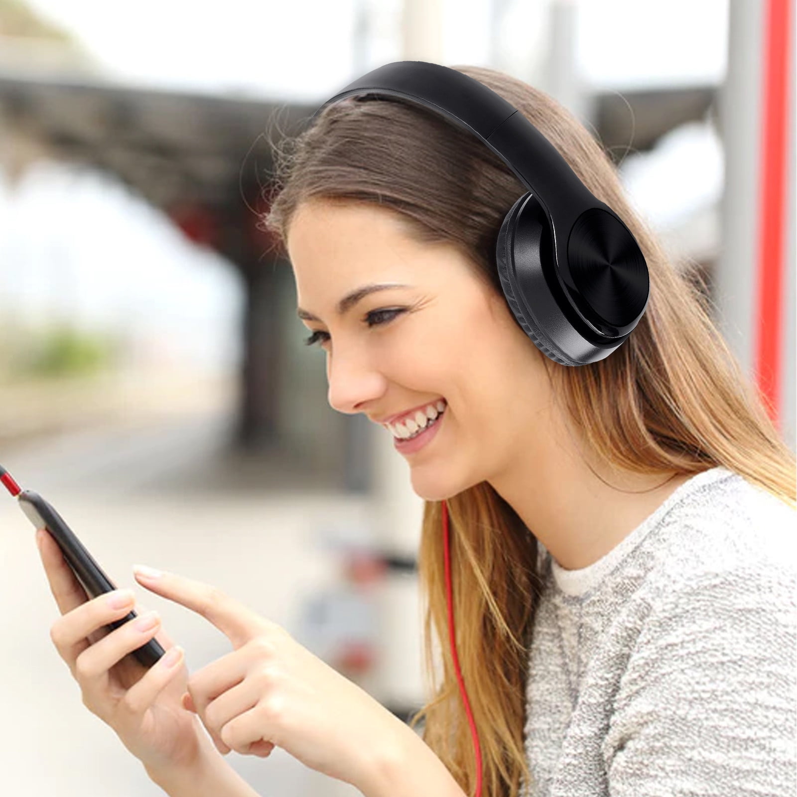 Stereo Gaming Headset Over Ear Headphones Lightweight Folding Stereo Bass Headphones with 1.2M Cord Portable Wired Headphones for Smartphone Tablet Computer Noise Cancelling Working Headphones
