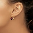 thumbnail image 3 of Primal Gold 14 Karat Yellow Gold Garnet Round Leverback Earrings, 3 of 4